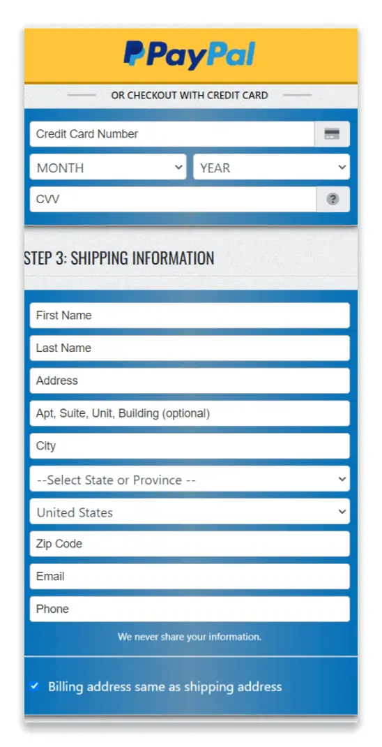 Ultra Air Heater checkout page